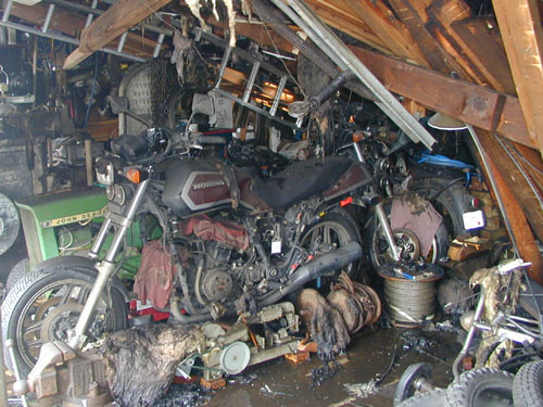 A look at part of the garage after the lightning strike.